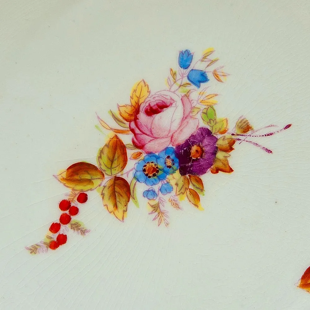 Антикварный Фарфоровый Десертный набор тарелок «Летний сад», Англия, конец ХIX - начало ХХ века.