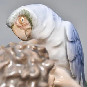 Коллекционная Фарфоровая статуэтка «Фавн с попугаем», Royal Copenhagen Дания, 50-е годы.