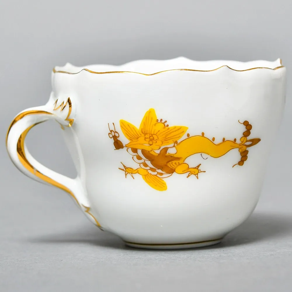 Коллекционная Фарфоровая Кофейная Пара «Золотой Дракон», MEISSEN / МЕЙСЕН Германия.