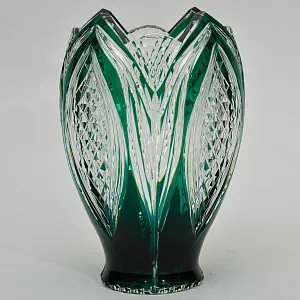 Хрустальная Ваза «Зеленый Тюльпан», VAL SAINT LAMBERT  Бельгия, середина ХХ века.