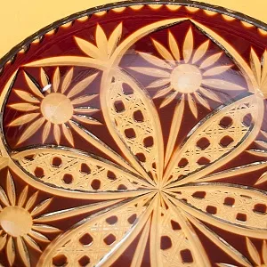 Блюдо - Фруктовница Цветного Хрусталя «Ромашки» Германия D-28 см., конец 60-х гг.