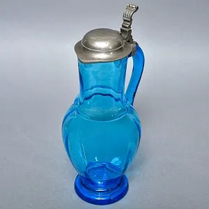 Антикварный Стеклянный Набор Кувшин + Стаканы «Аквамарин» Германия - 30-е годы ХХ века.