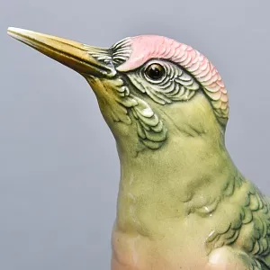 Птица - Фарфоровая статуэтка «Зелёный дятел», Карл Энс / Karl Ens, Германия, 30-е годы ХХ века.