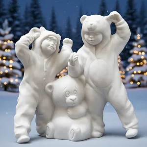 Коллекционная Авторская Статуэтка «Три Медведя» из серии «Детский Утренник», фарфор ИФЗ, Россия.