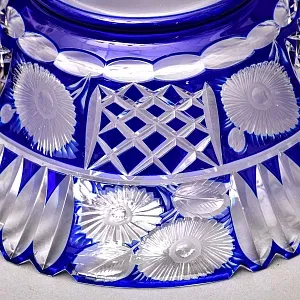 Винтажное Блюдо - Фруктовница «Синие Цветы» из Цветного Хрусталя, SCHONBORNER, Германия 60-е гг.