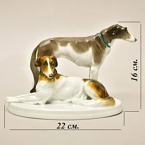 Фарфоровая Статуэтка Пара Собак «Русские Псовые Борзые»,Карл Энс / Karl Ens, Германия -1932 год.
