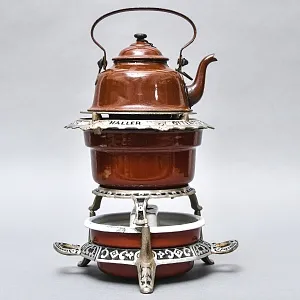 Редкость! Старинная Керосиновая Горелка - Плитка - Керогаз с Чайником, GEORG HALLER Германия -30 гг.