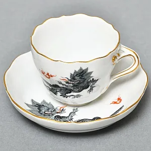 Коллекционная Кофейная пара «Серый Дракон», Фарфор, MEISSEN Германия, первая половина ХХ века.