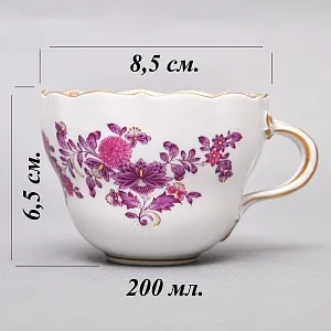 Фарфоровый Чайный Сервиз «Индийские цветы» на 6-ть персон, MEISSEN / МЕЙСЕН Германия. 