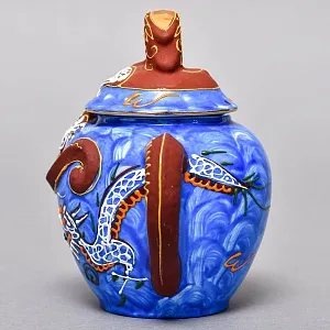 Чайный Сервиз на 6 персон «Синий Дракон», Фарфор SATSUMA Япония, середина ХХ века. 