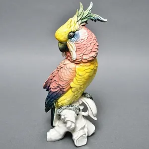 Большая Фарфоровая Статуэтка «Птица. Желто - Розовый Какаду» Н -36 см., Karl Ens Германия, 50-е годы.
