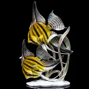 Большая Фарфоровая статуэтка «РЫБЫ. Плывущие Скалярии», ROSENTHAL Германия.