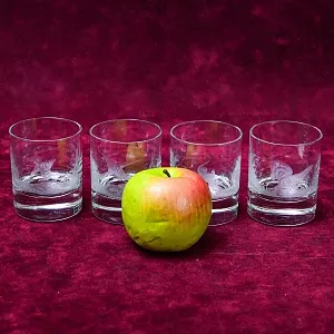 Редкость! Набор из 4-х Хрустальных Стаканов «ОХОТА», SCHONBORNER Германия, 50-е гг. 