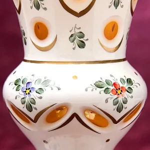 Ваза «Цветочная Нежность» Стекло Эмалевая роспись, LAUSITZER GLASWERKE Германия - 50-70е гг.