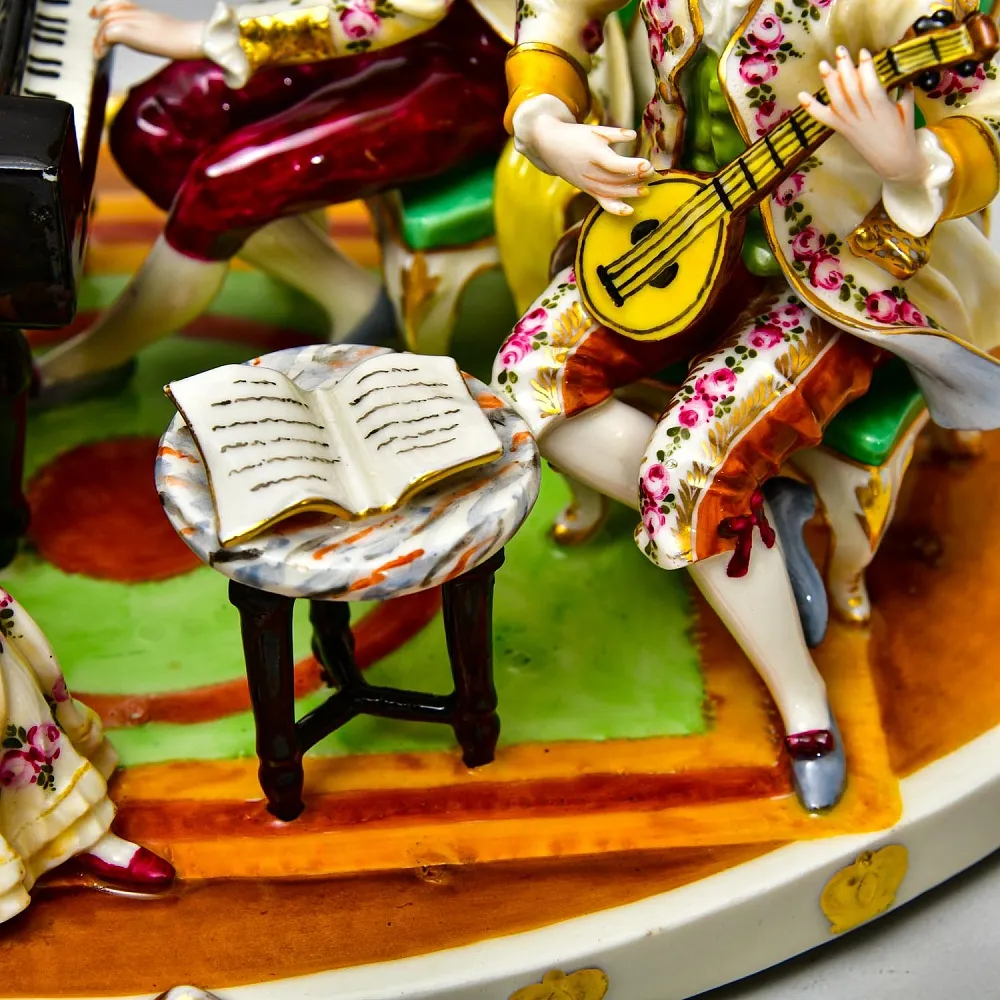 Антикварная Фарфоровая Статуэтка - Подсвечник "Музыкальное Трио", Ernst Bohne Sohne Германия.