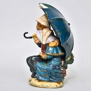Коллекционная Фарфоровая статуэтка «Трое под зонтом». Грес Lladro Испания, 1978 - 1988 годы.