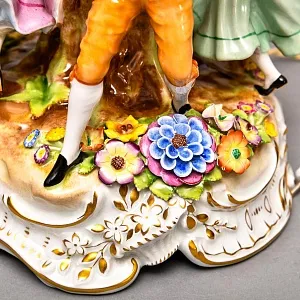 Редкость! Фарфоровая Настольная Электрическая Лампа «ХОРОВОД», Литофания, PLAUE Германия.