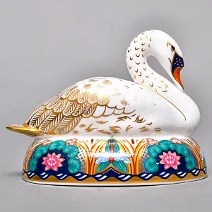 Коллекционное Пресс - Папье, Фарфоровая Статуэтка «ЛЕБЕДЬ», Royal Crown Derby Англия.