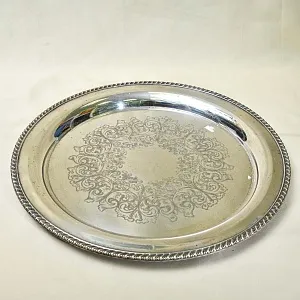 Антикварный круглый Поднос с бортиком, Мелталл Silverplated, SHEFFIELD Англия.