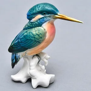 Птица - Статуэтка «Зимородок», Фарфор Карл Энс / Karl Ens, Германия, 50-е годы ХХ века.