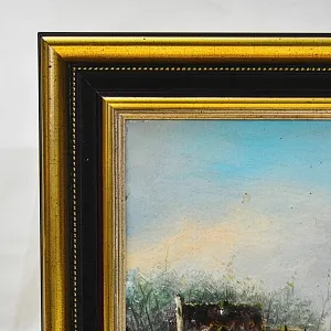 Картина - Пейзаж «Зима - Лёд на реке», Доска, масло, Голландия середина ХХ века.