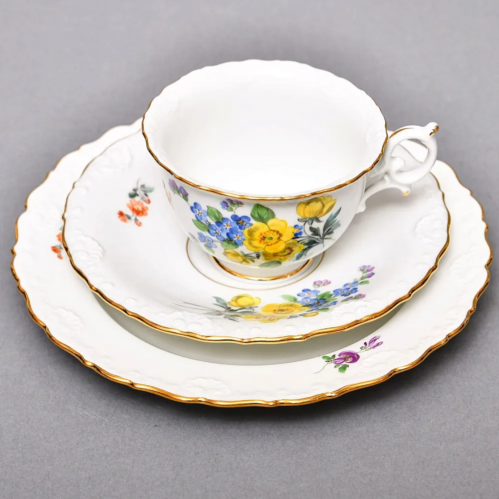 Чайный набор «Мейсенский букет» на 6 персон, Фарфор MEISSEN Германия, 1924 - 1934 годы. 