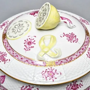 Фарфоровая Супница - Тюрина на подставке «APPONYI PURPUR», HEREND Венгрия - 1942 год.  