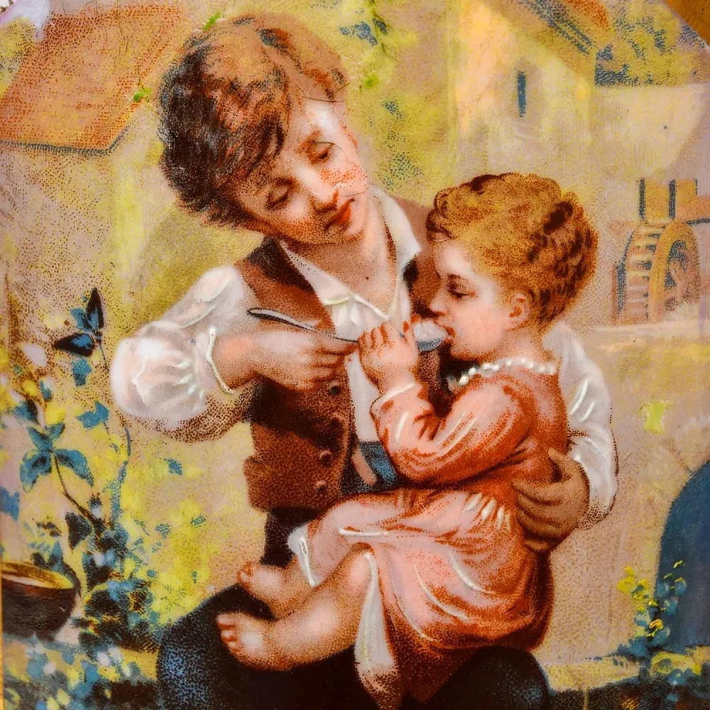 Редкость! Антикварные Парные Фарфоровые Вазы «Мгновения детства», Франция, конец XIX века. 