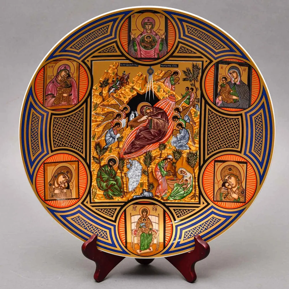 Коллекционная Фарфоровая тарелка - блюдо «Рождественская икона», Heinrich Villeroy & Boch Германия, 1980 год. 