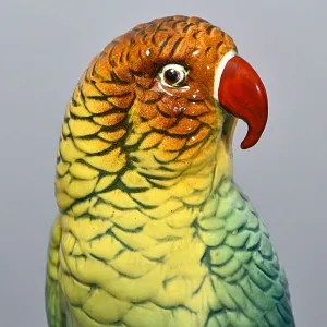 Птица - Попугай - Фарфоровая статуэтка «Зелёный Попугайчик», Карл Энс / Karl Ens,  Германия, 50-е годы ХХ века.