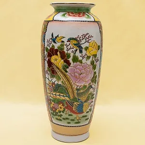 Ваза «Королевские фазаны» технике Мориаж Н-36 см., Фарфор, Китай, 70 -е годы ХХ века.