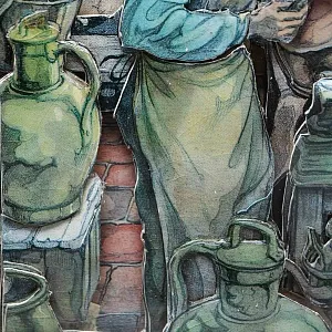 Объемная Картина - Панно в технике 3D декупаж «Ремесленник. Мастер - лудильщик», 70-е годы ХХ века.