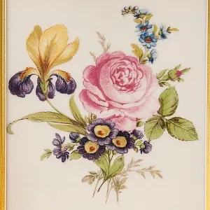 Коллекционный Набор из Трех Фарфоровых Плакеток - Картин - Панно «Летние Цветы», Lindner Германия.