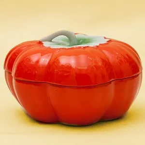 Шкатулка - Бонбоньерка «Сеньор Помидор» Фарфор - ДФЗ Вербилки - СССР - 1961 год.