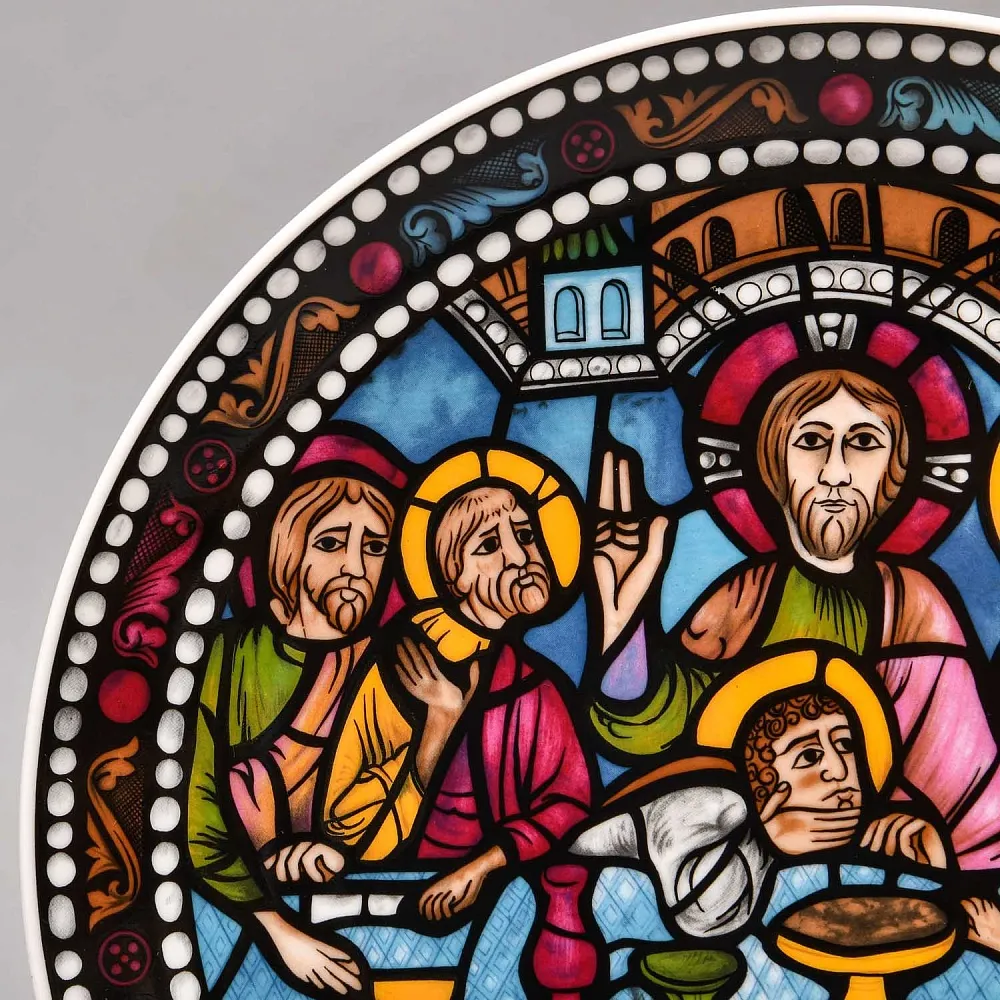 Коллекционная Тарелка «Витражи Шартрского Собора. Тайная вечерня», Фарфор Heinrich  Германия, 80-е годы.