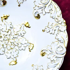 Сервировочное Фарфоровое Блюдо - Тарелка «ЗОЛОТЫЕ ЛИСТЬЯ», MEISSEN Германия -1968 год.