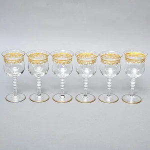 Хрустальные Фужеры - Бокалы для вина серия «Gold Laura», JOSEPHINENHUTTE, Германия -50 гг.