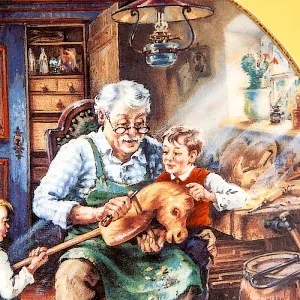 Коллекционная Тарелка «Дедушкина мастерская» Фарфор, Weimar Porzellan Германия -1993 год.