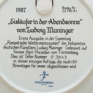 Коллекционная Тарелка «Романтичные зимние пейзажи» Фарфор Furstenberg Германия -1987 год.
