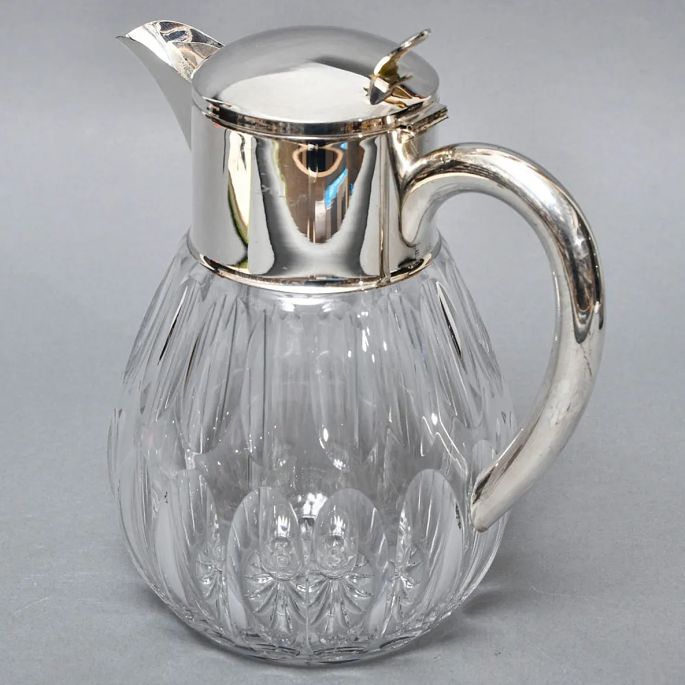 Винтажный Хрустальный  Графин - Кувшин на 3 литра с Колбой для льда, Silverplated Германия. 