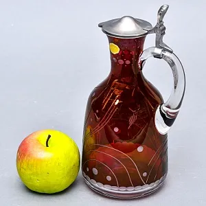 «Рубиновый Хрусталь» - Кувшин - Графин с оловянной крышкой, Ручной работы, Германия, 60 гг.