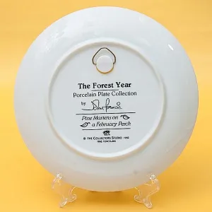 Коллекционная Тарелка «Лесной Год, ФЕВРАЛЬ. Куницы» Фарфор, Англия -1982 год.