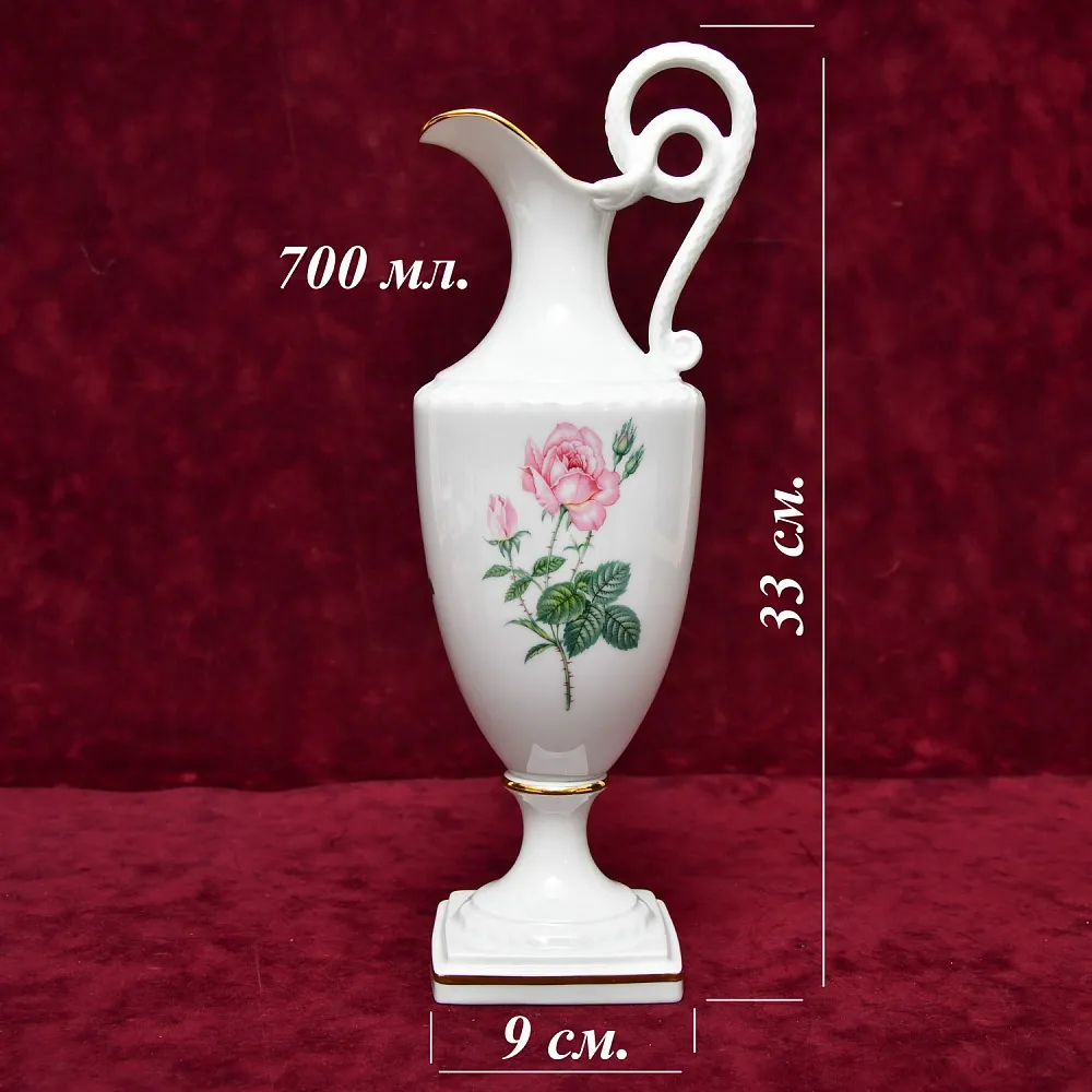 Коллекционный Фарфоровый Кувшин - Ваза «Садовые Розы», KAISER Porzellan Германия, 1960 - 1967 годы.