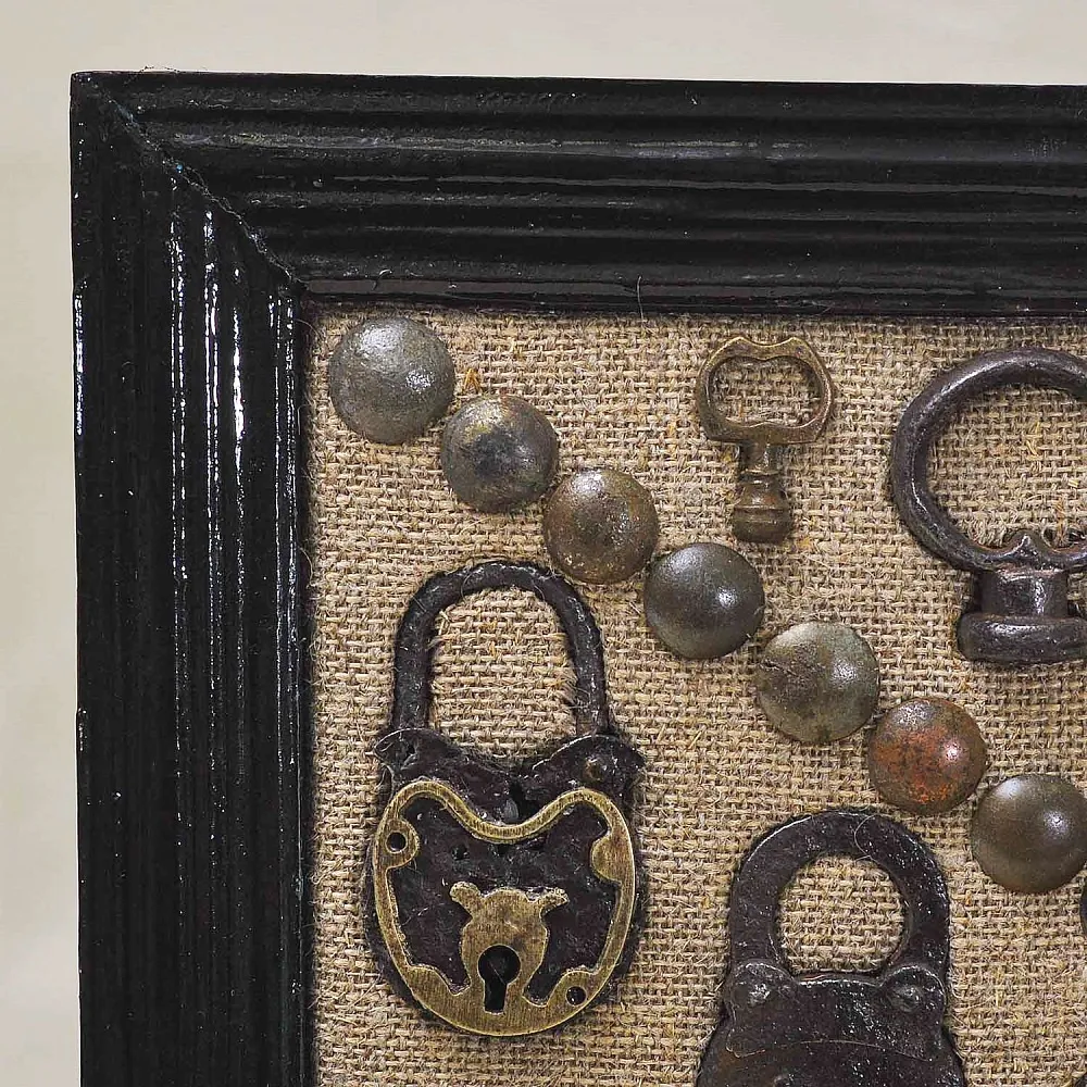 Коллекционное Панно - Картина «Антикварная Бытовая утварь - Замки - Ключи», Россия XIX век. 