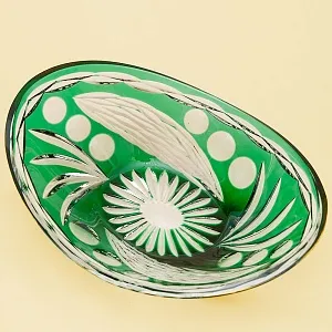 Винтажная Вазочка - Конфетница «Лодочка» Цветной Хрусталь, BEYER, Германия 70-е гг.