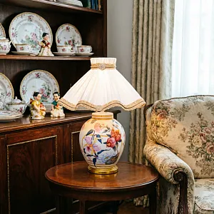 Настольная Электрическая Лампа - Светильник «Цветущий Гранат» Фарфор PORCELAIN DE PARIS, Франция.
