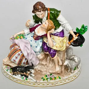 Коллекционная Фарфоровая статуэтка «Любовная пара», SITZENDORF Германия, середина ХХ века.