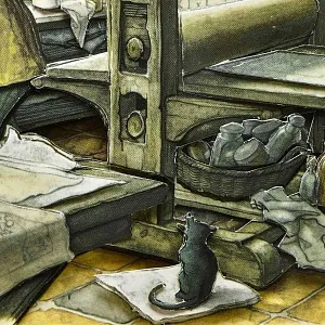 Объемная Картина - Панно в технике 3D декупаж «Старинная типография», 70-е годы ХХ века.