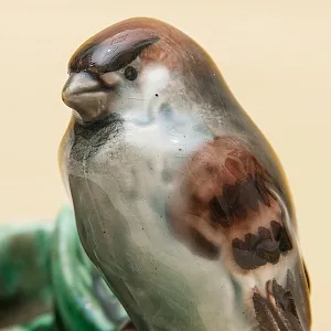 Редкость! Фаянсовая Пепельница - Мелочёвница - Статуэтка «Воробей» СССР ЗиК Конаково - 1959 год. 