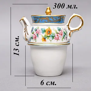 Антикварный Заварочный Чайник на подставке «Цветочная гирлянда», Франция - первая половина ХХ века.